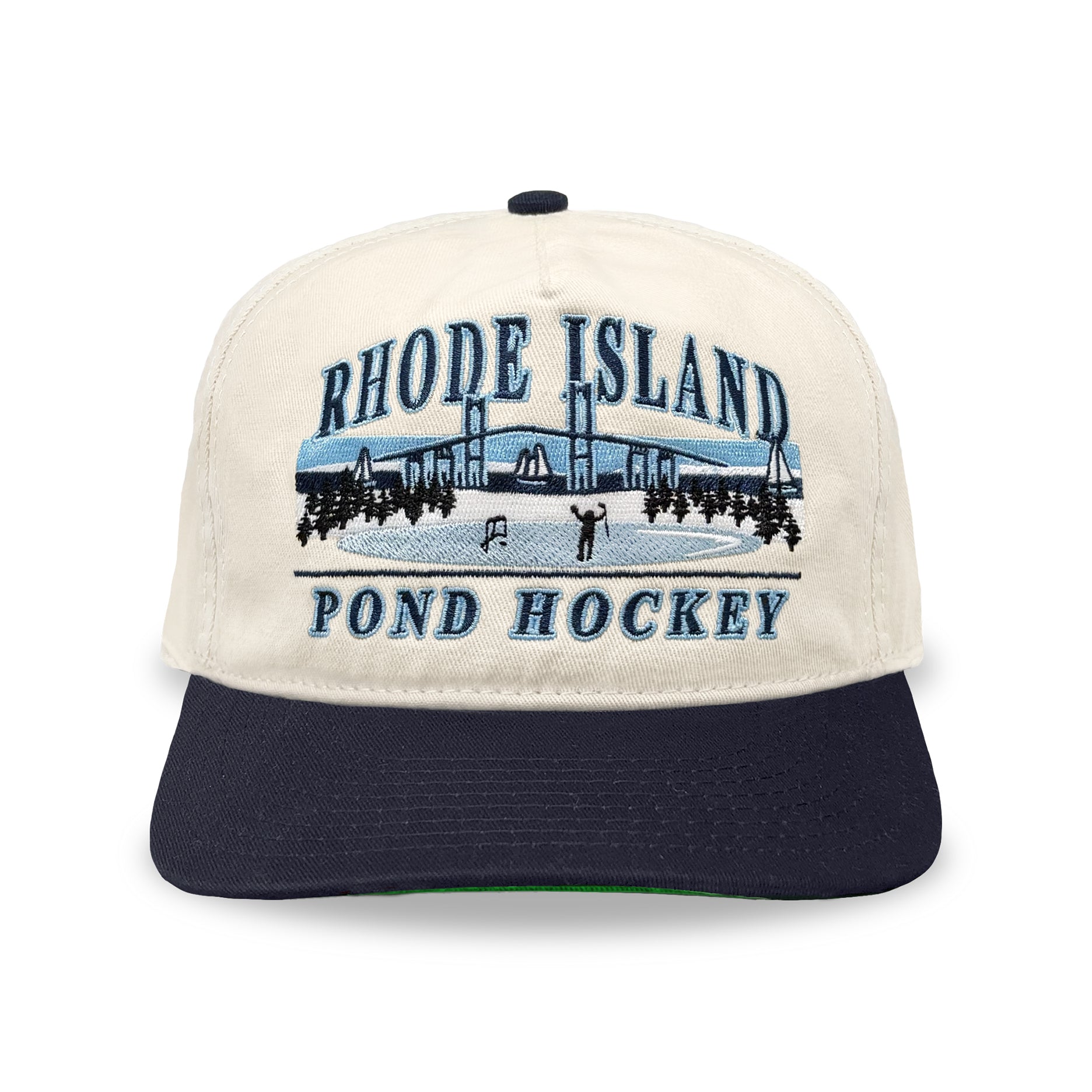 Rhode Island Pond Hockey Snapback: Cream