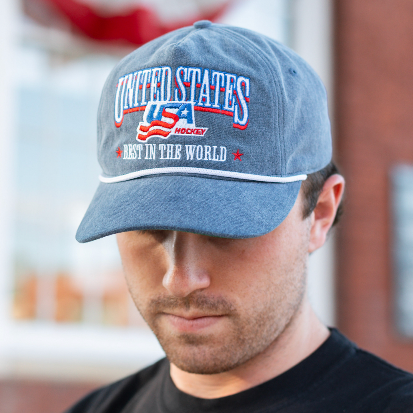 USA Hockey Best in the World Snapback: Washed Navy