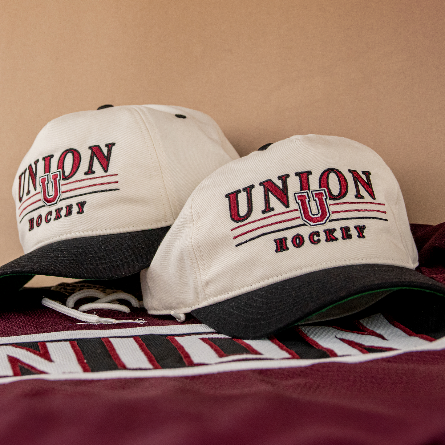 Union Hockey Snapback: Cream/Black