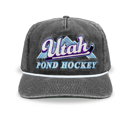 Utah Pond Hockey Snapback: Washed Black