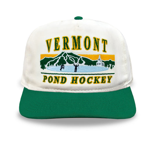 Vermont Pond Hockey Snapback: Cream