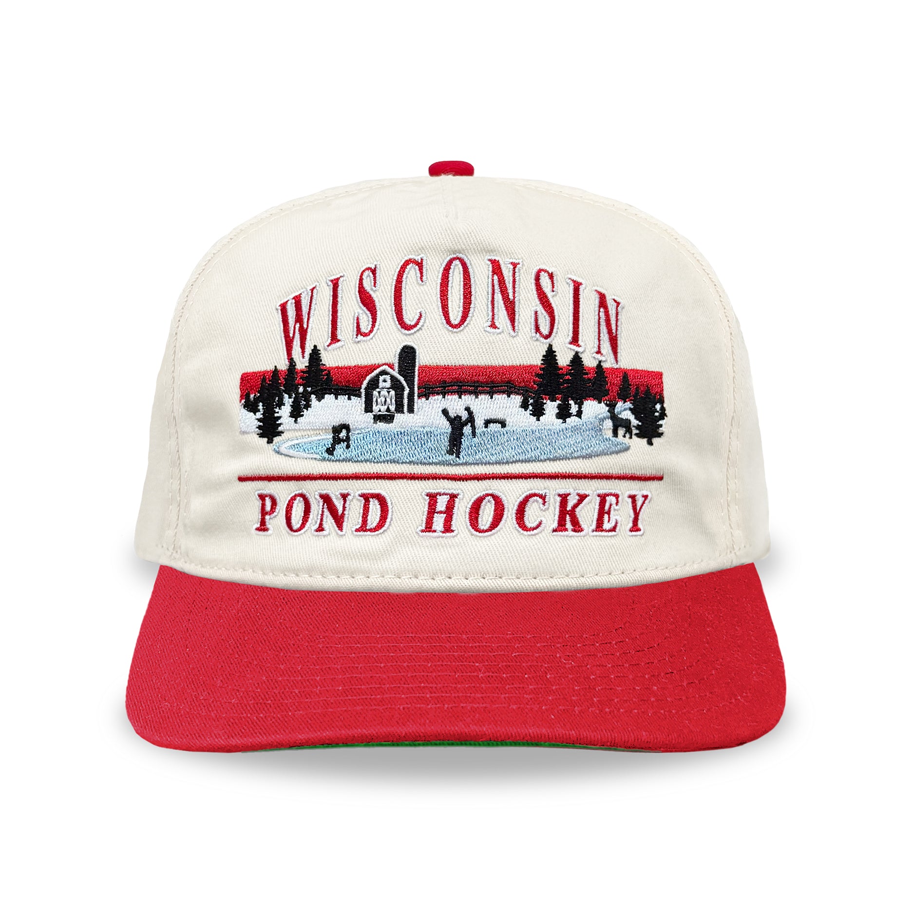 Wisconsin Pond Hockey Snapback: Cream