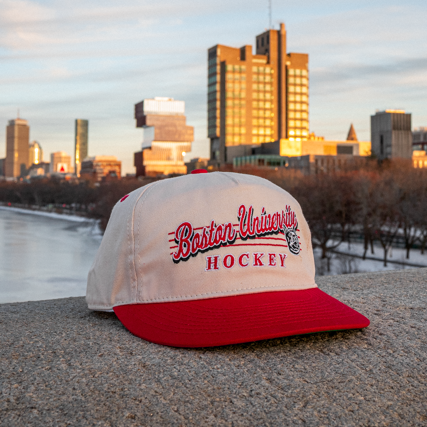 Boston University Hockey Snapback: Cream