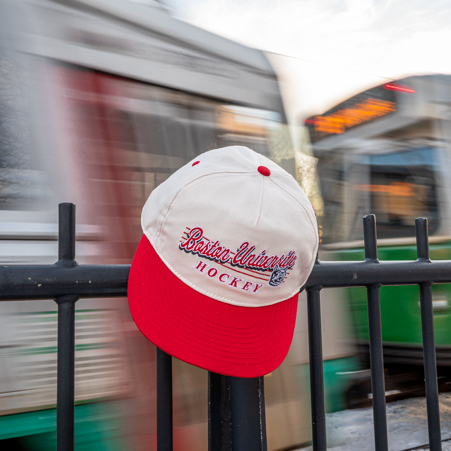 Boston University Hockey Snapback: Cream