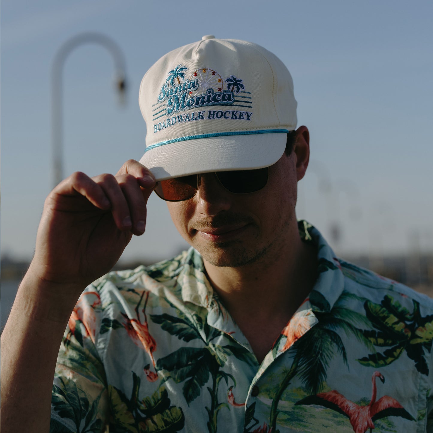 Santa Monica Boardwalk Hockey Snapback: Cream