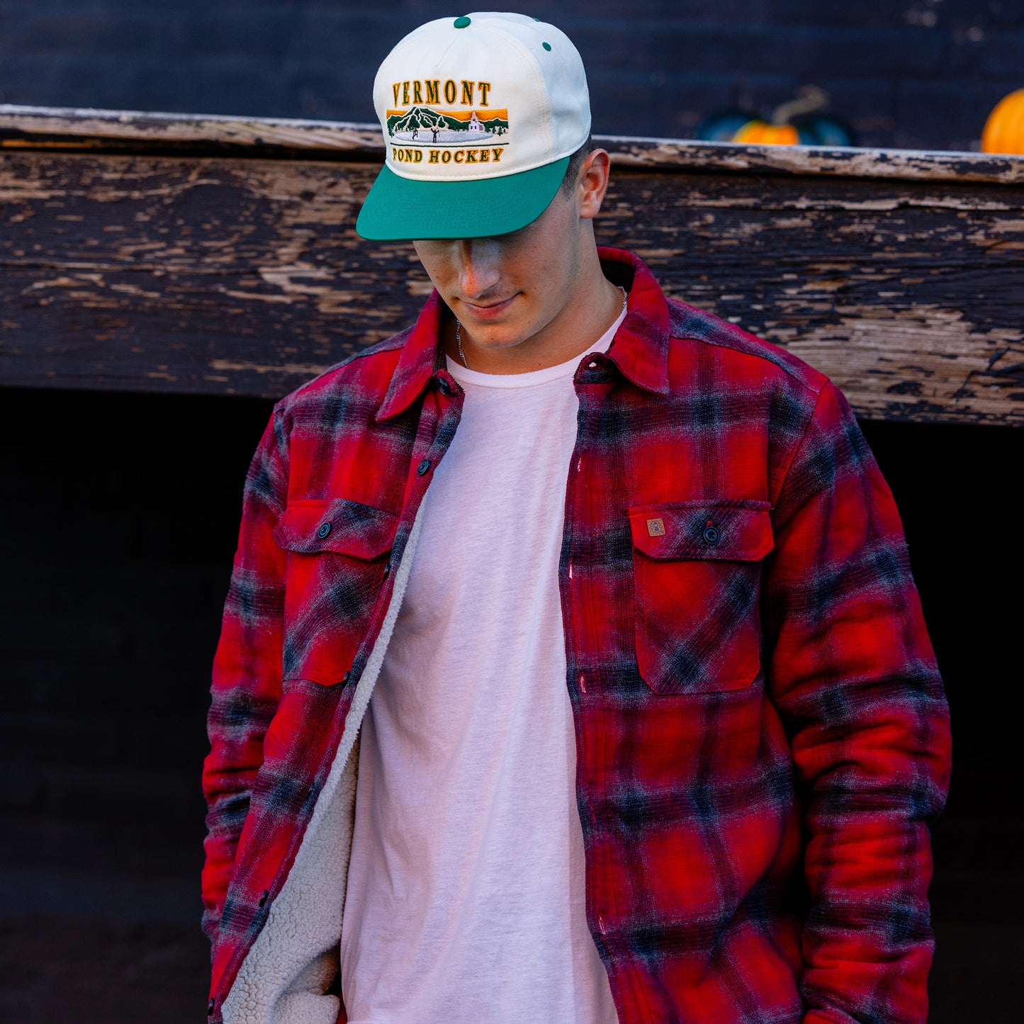 Vermont Pond Hockey Snapback: Cream