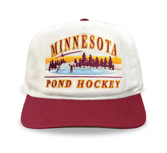 Minnesota Pond Hockey Snapback: Cream