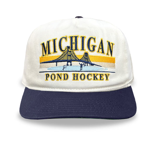 Michigan Pond Hockey Snapback: Cream